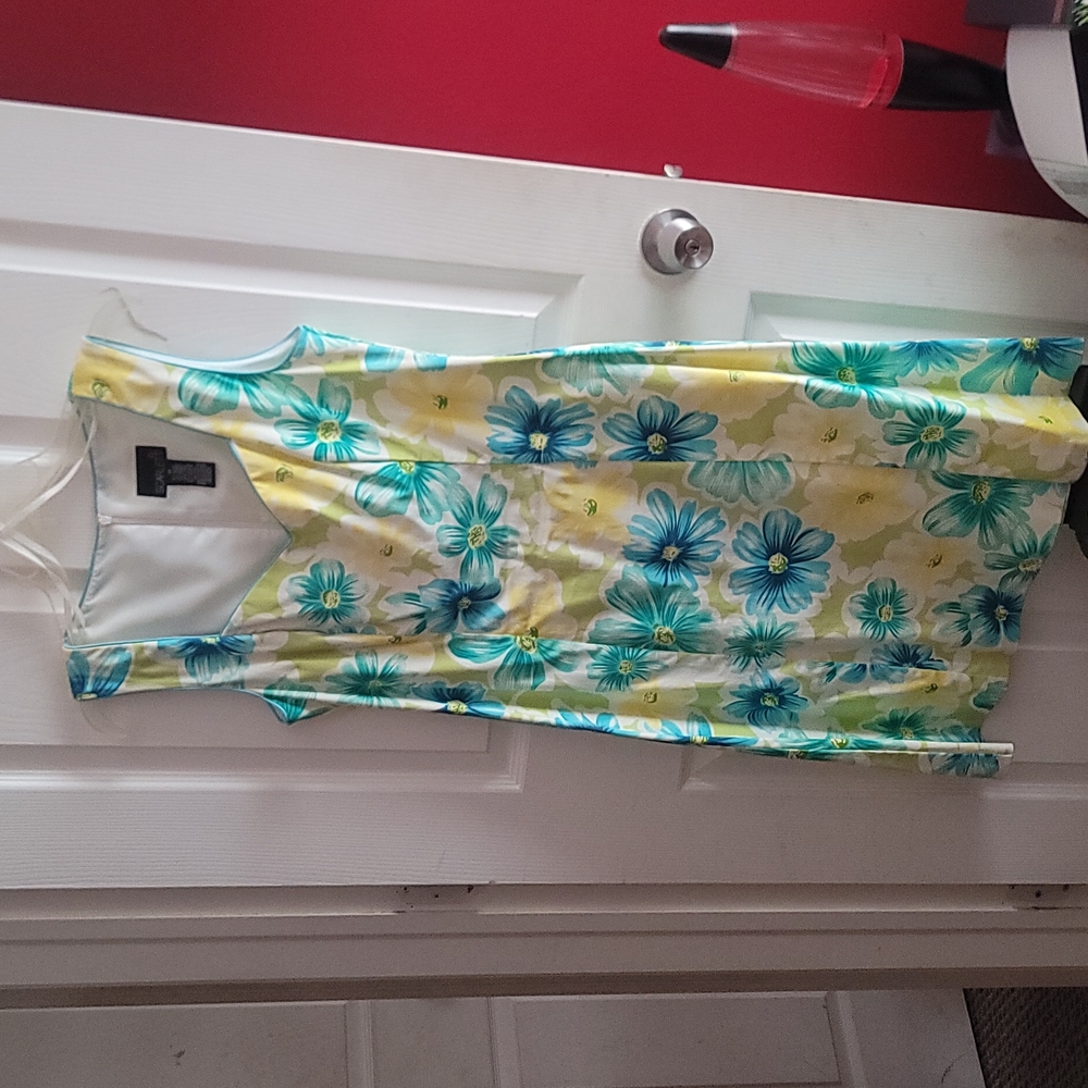 Vintage Scarlett Sleeveless Blue, Yellow, and Green dress.